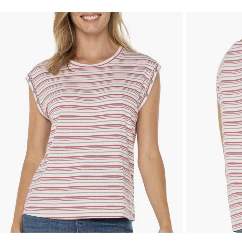 Liverpool Los Angeles Sleeveless Dolman Knit Top w/ Button Detail Women's Size M